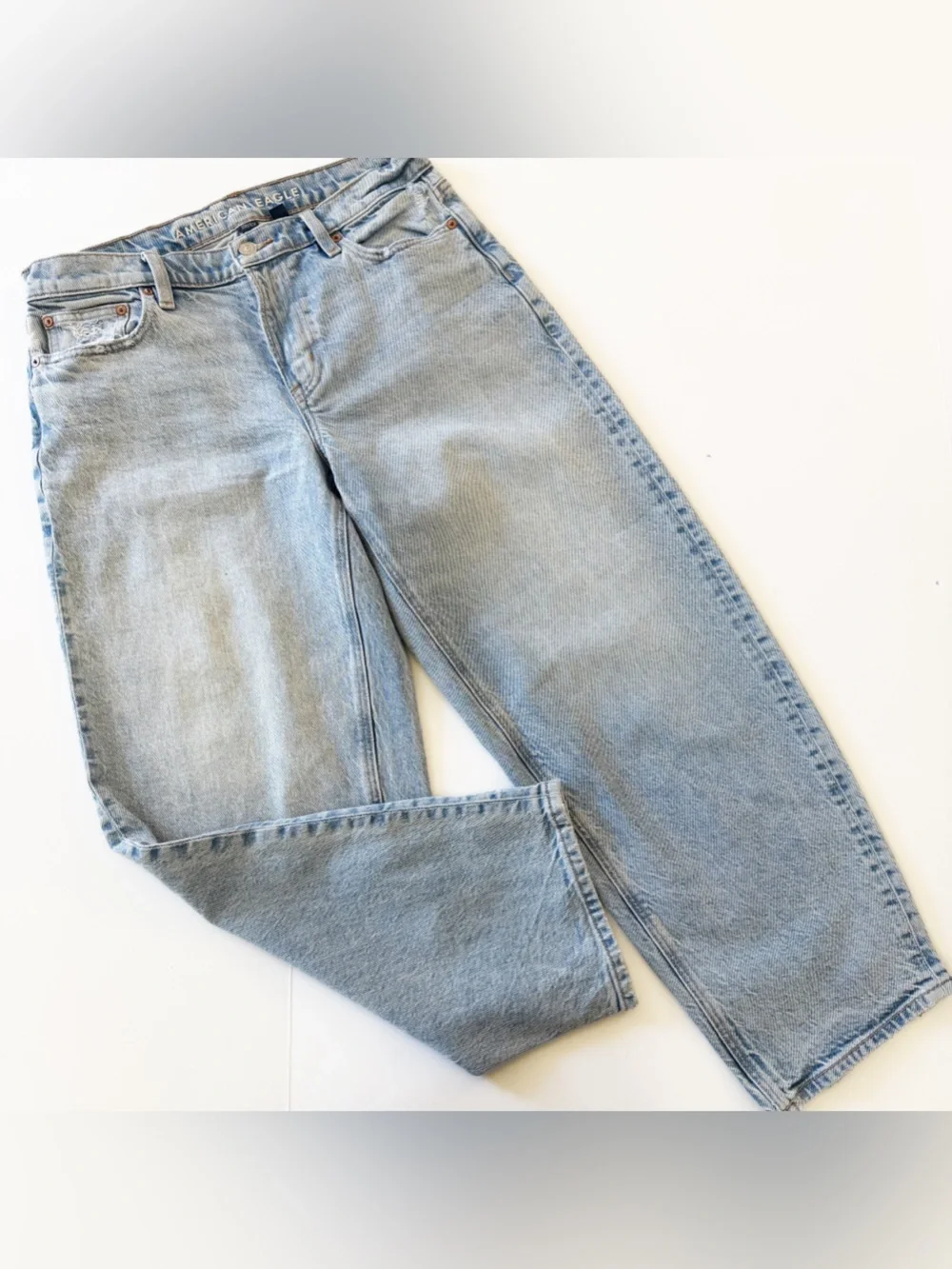 American Eagle Jeans Womens 4 Barrel Leg Light Wash High Rise